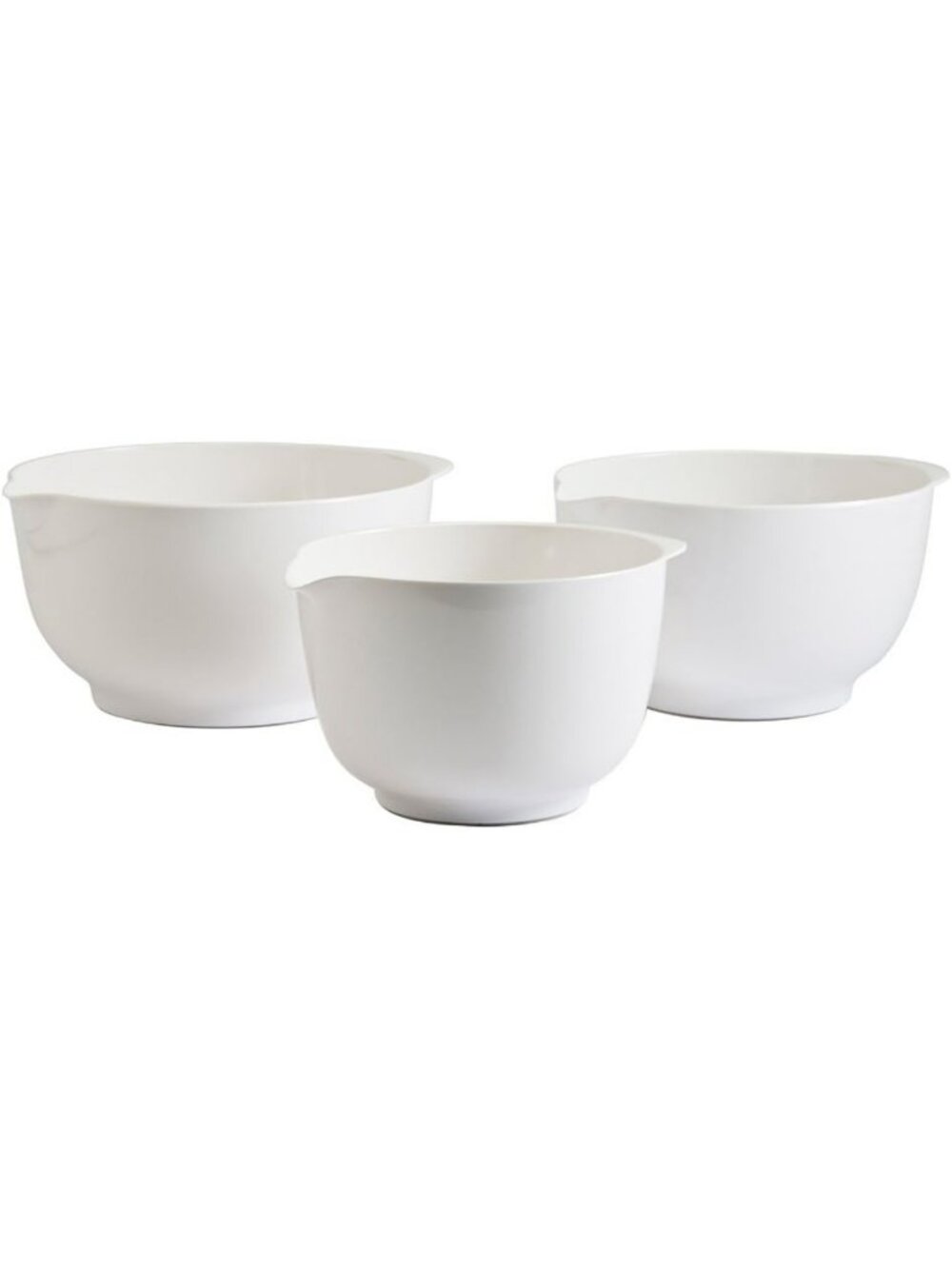 Set of 3 Melamine Mixing Bowls - 2, 3 & 4 Liters, Durable White Kitchenware